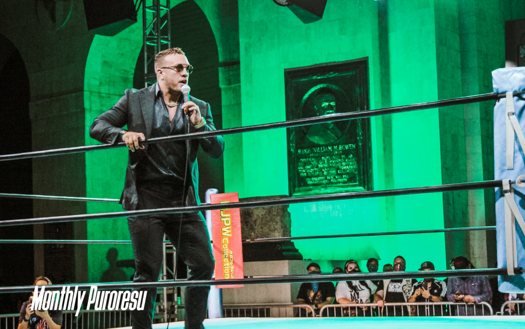 Will Ospreay on the mic at NJPW Resurgence in LA