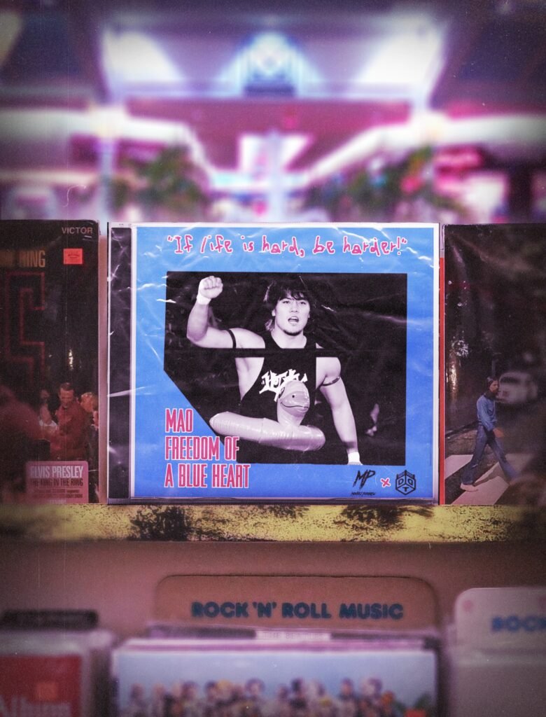 DDT wrestler MAO appearing on 'Freedom of a Blue Heart' CD case.